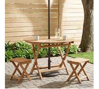 vidaXL Table de jardin pliante ronde Ø 110 x 75 cm en teck massif couleur naturelle