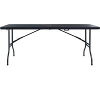 vidaXL Table de jardin pliante noire 180×75×72 cm HDPE aspect rotin