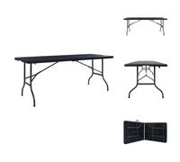 vidaXL Table de jardin pliante noire 180×75×72 cm HDPE aspect rotin - Tables de jardin