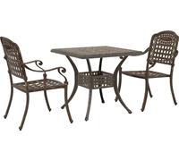 vidaXL Table de jardin Set 3 pcs Bronze Fonte d'aluminium