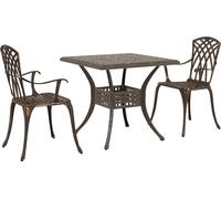 vidaXL Table de jardin Set 3 pcs Bronze Fonte d'aluminium