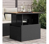 vidaXL Table de jardin noire 100x55x73 cm en poly rotin et bois d'acacia