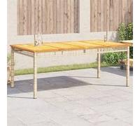 vidaXL Table de jardin beige 180x90x75 cm Poly rotin acacia