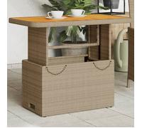 vidaXL Table de jardin beige 90x55x71 cm Poly rotin et bois d'acacia