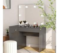 vidaXL Table de maquillage avec éclairage LED MDF Gris brillant331551 Gris G