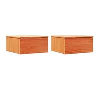 vidaXL Table de Nuit Murale 2 pcs Marron cire 37 x 35 x 18,5 cm