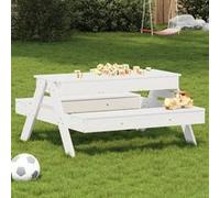vidaXL Table de pique-nique avec bac à sable pour enfants Blanc Pin massif