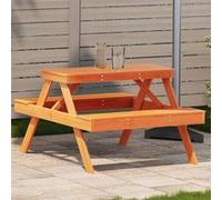 vidaXL Table de Pique-nique, Ensemble de Table et Banc de Jardin, Meuble d’Extérieur Terrasse Patio, Moderne, Cire Marron 844649 Marron G