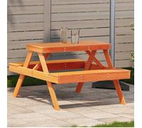 vidaXL Table de pique-nique brun cire 105x134x75 cm pin massif