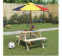 vidaXL Table de pique-nique pour 4 enfants avec parasol en bois massif de sapin