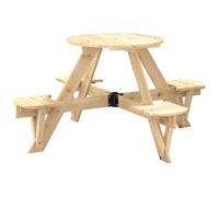 vidaXL Table de pique-nique pour 4 enfants avec trou pour parapluie Rond en bois massif de sapin