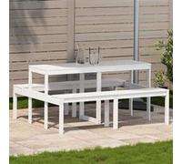 vidaXL Table de pique-nique 160x134x75 cm – Pin massif, Blanc