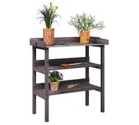 vidaXL Table de Rempotage 78 x 38 x 82,5 cm, Sapin Gris, 2 Étagères, Plateau Zingué