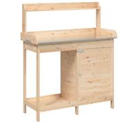 vidaXL Table de Rempotage avec Armoire, Établi de Rempotage avec Étagère, Meuble de Rangement Jardin Patio Terrasse, Bois Massif de Sapin