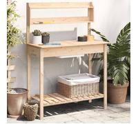 vidaXL Table de rempotage avec évier 147,5x44x139,5 cm - Sapin massif, étagère et rangement