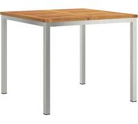 vidaXL Table de salle à manger 90 x 90 x 75 cm en bois d'acacia massif et acier inoxydable