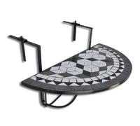 vidaXL Table suspendue pour balcon – Mosaïque noir et blanc
