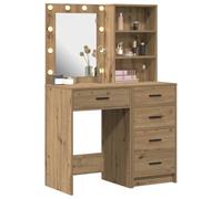 vidaXL Table de Toilette avec tiroir 2 pcs Marron 50 x 41 x 135 cm, Coiffeuse Rectangulaire Moderne, Rangement Pratique avec Tiroirs, Organisateur LED, Station Maquillage Élégante