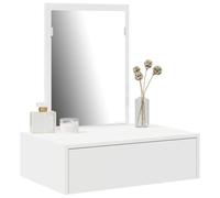 vidaXL Table de Toilette Blanc 60 x 40 x 70 cm Bois d'ingénierie, Coiffeuse rectangulaire Chic, Meuble de Rangement Moderne, Miroir Pratique pour Chambre, Style Minimaliste