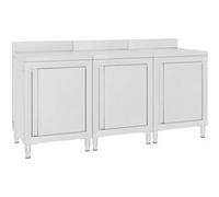 vidaXL Table de travail commerciale avec armoire 180x60x96 cm Inox3058268 Argent G