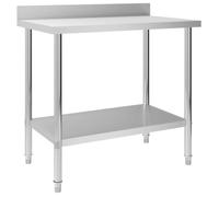 vidaXL Table de travail de cuisine avec dosseret 100x60x93 cm Inox 51189
