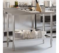 vidaXL Table de travail de cuisine avec dosseret 110x55x93 cm inox