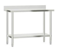 vidaXL Table de travail de cuisine 110x55x93 cm inox avec dosseret, pieds et rangement