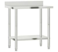 vidaXL Table de travail de cuisine 82,5x55x93 cm avec dosseret Acier inoxydable
