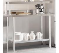 vidaXL Table de travail de cuisine avec étagère 110x55x120 cm inox