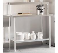 vidaXL Table de travail de cuisine avec étagère 110x55x120 cm inox