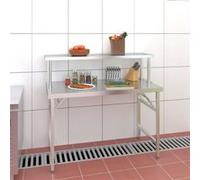 Table de Cuisine - VIDAXL - 120x60x115 cm - Acier Inoxydable - Pliable - Etagère Intégrée