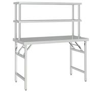 vidaXL Table de Travail de Cuisine avec étagère 120x60x145 cm INOX, Table de Cuisine, Table de Travail de Cuisine, Table de Travail de gastronomie