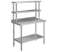 vidaXL Table de travail de cuisine avec étagère 120x60x150 cm Inox