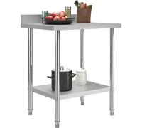 vidaXL Table de travail de cuisine avec rebord 80 x 60 x 93 cm inox