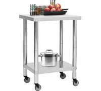 vidaXL Table de travail de cuisine avec roulettes 60x45x85 cm inox