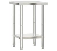 vidaXL Table de Travail de Cuisine, Plan de Travail avec Pieds, Table de Préparation avec Rangement Bar Restaurant, Acier Inoxydable