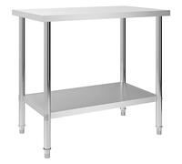 vidaXL Table de Travail de Cuisine Table de Travail de Restaurant Bar Ecole Garage Espaces Commerciaux 100x60x85 cm Acier Inoxydable