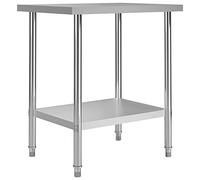 vidaXL Table de Travail de Cuisine Table de Travail de Restaurant Gastronomique Bar Buanderie Ecole Hôpital Garage 80x60x85 cm Acier Inoxydable