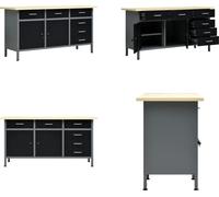 vidaXL Table de travail noire 160 x 60 x 85 cm Acier - Etabli - Etablis - Table de travail