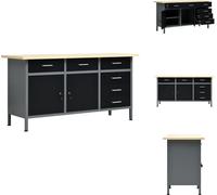 vidaXL Table de travail noire 160 x 60 x 85 cm Acier - Etablis