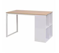 vidaXL Table d'écriture - Chêne et blanc