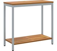 vidaXL Table d'extérieur avec étagère, couleur naturelle et grise, 80 x 35 x 75 cm