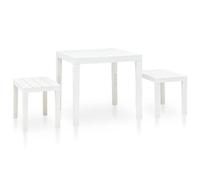vidaXL Table de jardin avec 2 bancs plastique blanc