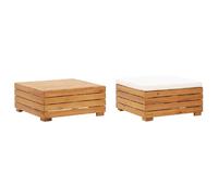 vidaXL Table de jardin et tabouret avec coussins Bois massif Acacia