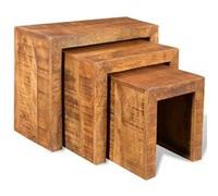 vidaXL Table gigogne 3 pièces Bois massif de manguier Style vintage Marron