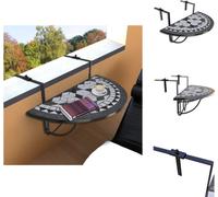 vidaXL Table suspendue pour balcon, motif mosaïque noir et blanc - Tables de jardin
