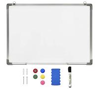 vidaXL Tableau Blanc Magnétique Effaçable à Sec Mural Tableau d'Ecriture Bureau Maison Matériel de Montage Inclus Blanc 90x60 cm Acier