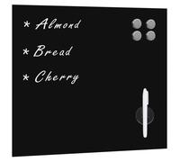 vidaXL Tableau Noir Magnétique Mural Tableau d'Ecriture Panneau Effaçable Ecole Bureau Maison Matériel de Montage Inclus Noir Verre 60x60 cm