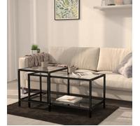 vidaXL Tables à thé 331614 – 2 pièces, verre trempé, noir