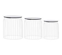 vidaXL Tables Basses 3 pcs Table Gigogne Table d'Appoint Table de Salon Bout de Canapé Table de Salle de Séjour Maison Intérieur Blanc Blanc G